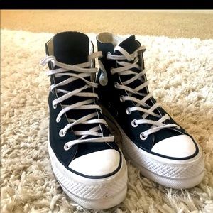 Black high top platform converse size 6.5 good condition